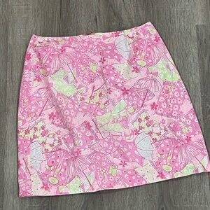 Lilly Pulitzer Size 4 Preppy Beach Blanket Bingo Floral Paisley Summer Skirt